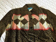 Vintage Sunny South Fashions Dallas BOHO Patchwork Top Button Shirt Size 10