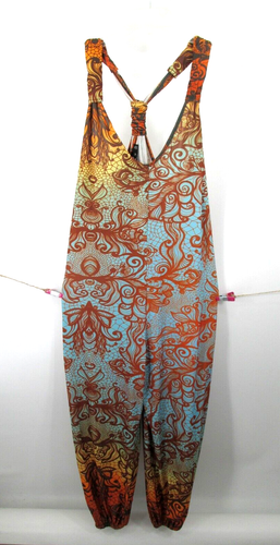 NWT LILY BY FIRMIANA Romper Jumper Women 1XL Multicolor Bohemian Pockets Stretch