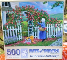 100% COMP. BITS AND PIECES 500 PIECE JIGSAW PUZZLE-THE ROSE ARBOR