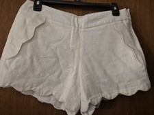 PANTALONCINO DONNA BIANCO LINO CON BORDI SMERLATI TAGLIA 2 DI CYNTHIA CROWLEY USATO IN OTTIME CONDIZIONI