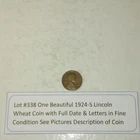 Lot #338 One Beautiful 1924-S Lincoln Wheat Fine Full Date-Letters See Pictures
