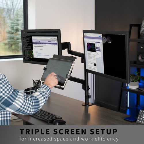 VIVO Black Dual 17" to 32" Monitor and Laptop Pneumatic Arm Desk Mount - Picture 7 of 8