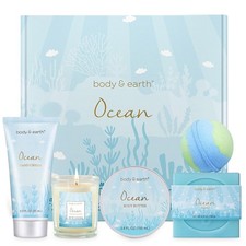 5PCS Ocean Scent Spa Gift Set for Women Candle Bath Bomb Body Care