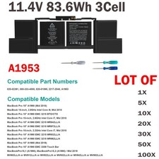 LOT OF Replace Battery For Apple MacBook Pro 15 A1990 2018 2019 A1953 83.6Wh
