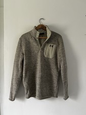 Under Armour Men's Gray Mock Neck Knit Pullover Sweater 1/4 Zip Chest Pocket M