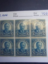 1926 BLOCK OF 6 TEDDY ROOSVELDT, V/F, X/F BLUE NEVER HINGED, OG. PERFECTION.!!