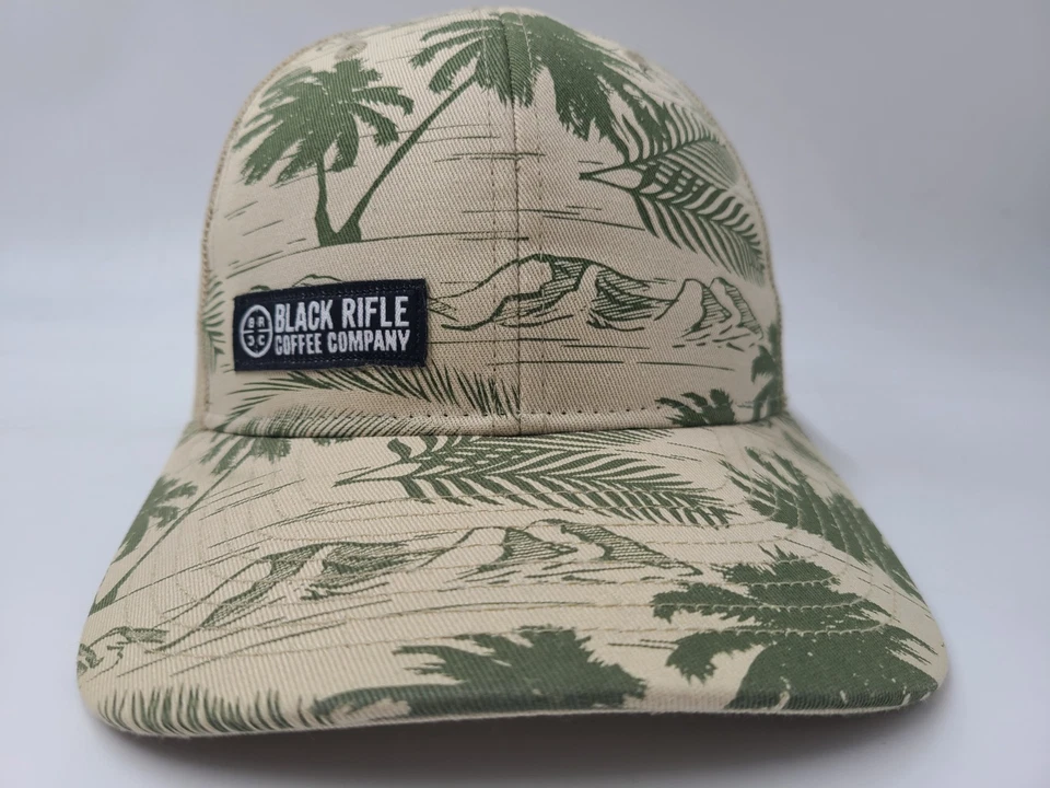 Black Rifle Coffee Company Floral Palm Trees Mesh Trucker Snapback Hat Cap BRCC - Image 2 of 4