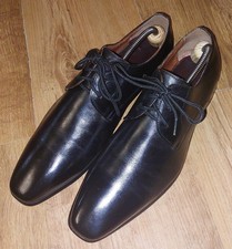 Aldo Mens Black Leather Derby Dress Shoes Size 8 Lace Ups Square Toes Smart