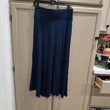 Elegant Navy Blue Long Pleated Skirt Women's Size Medium