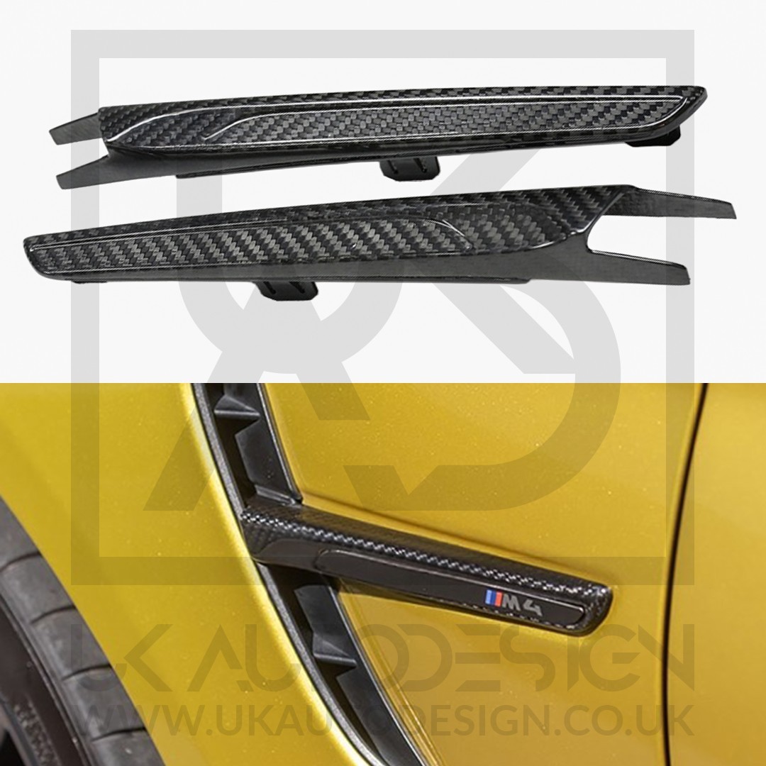 BMW M4 Pre-Preg Carbon Fibre Side Fender Vent Grille Trims (F82