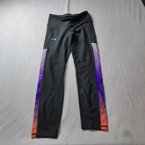 Under Armour HeatGear Womens Small Compression Leggings Black Purple Orange Side