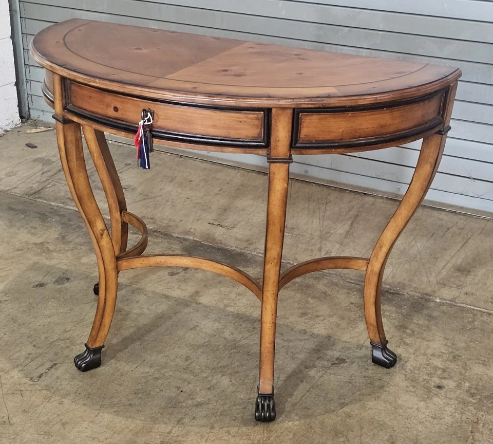 Mesa de salón Hekman Pine Demi Lune mesa consola sofá mesa patas con cajón Foto 4 de 4