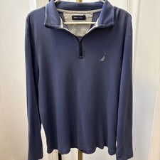 Nautica Women's Blue 1/4 Zip Pullover Soft Fleece Size L Long Sleeve Casual Top
