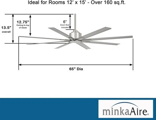 Minka-Aire F896-65-BNW Xtreme H20 65" Outdoor Ceiling Fan  Brushed Nickel Wet - Picture 3 of 5