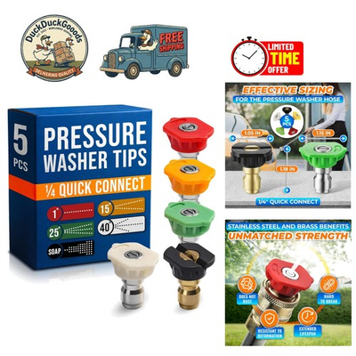 #ad Versatile Pressure Washer Tips Set of 5 Rust Proof High Pressure Compatible $9.97