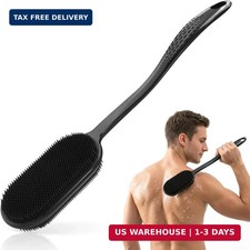 Silicone Back Scrubber for Shower, Long Handle Silicone Body Scrubber with 5.4"