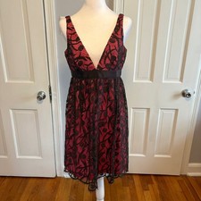 Milly Womens 8 Cocktail Dress Coral Brown Lace V-Back Empire Waist Midi