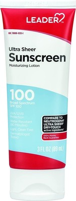 Leader Ultra Sheer Moisturizing Sunscreen Broad Spectrum SPF 100 3 Oz 6 Pack