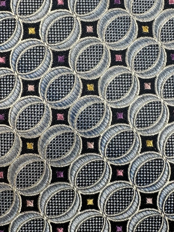 Corbata geométrica de seda Bruno Piattelli extra larga azul claro 100 % seda hecha en EE. UU. Foto 3 de 4