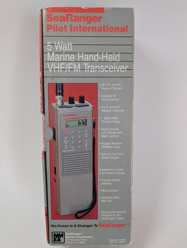 SeaRanger Pilot International 5W Marine VHF Radio 318273 Tested w Box