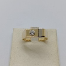 Ring Herren Gelbgold Und Weiß 18KT mit Zirkon 6,1 Gramm N.22 (1668)