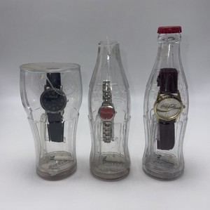 Lot Of 3 Coca-Cola Wrist Watch’s in Bottle Display Case