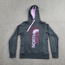 The North Face Hoodie Womens Small Gray Pullover Fleece Logo Graphic Sweatshirt