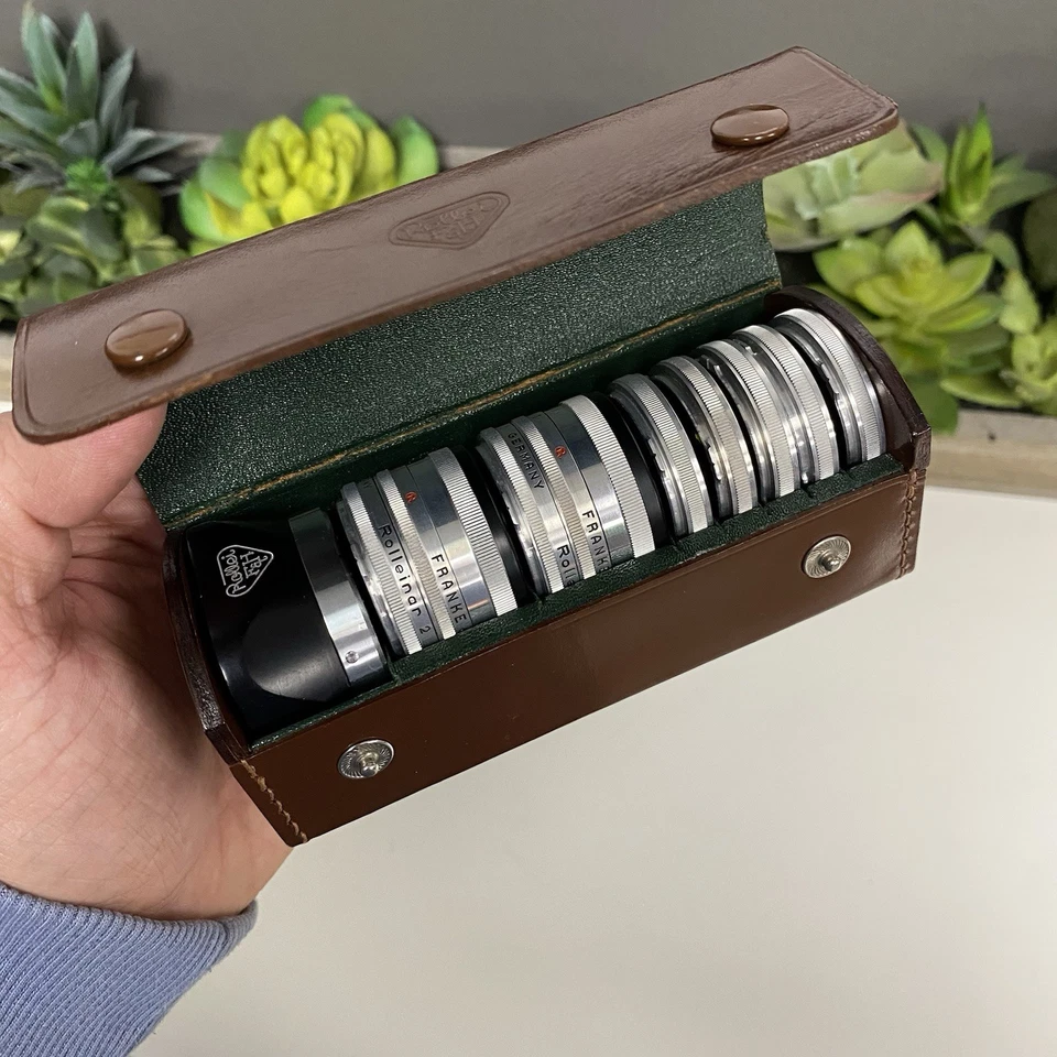 Vintage Rollei Rolleinar Bay 1 Set–Leather Case,Hood,Close-Up Lenses & Filters - Image 2 of 4