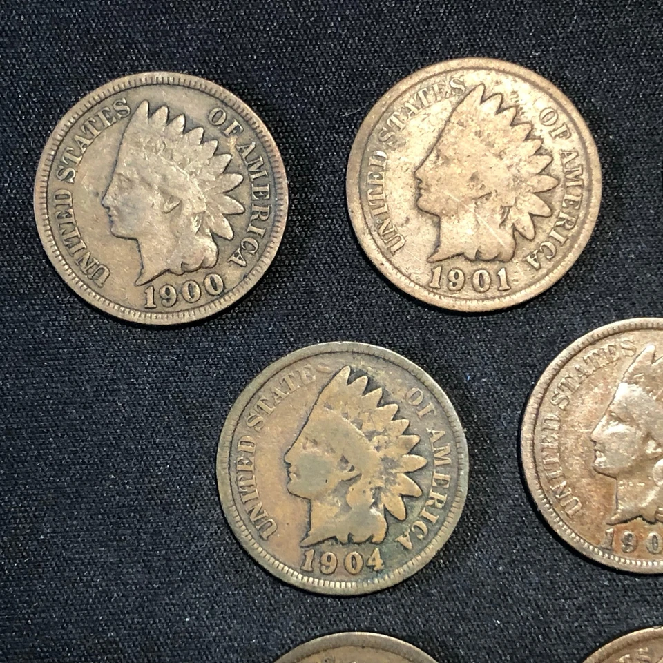 Great Starter Collection of 10 Indian Head Cents - 1900-1909 - G/VG condition - Image 2 of 4