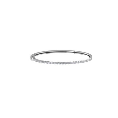 10k White Gold 1Ct Lab Grown Diamond Fashion Bangle Bracelet For Women 6''