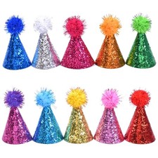 Set of 10 Sparkling Party Hat Animal Birthday Decorationss for Dogs and Cats