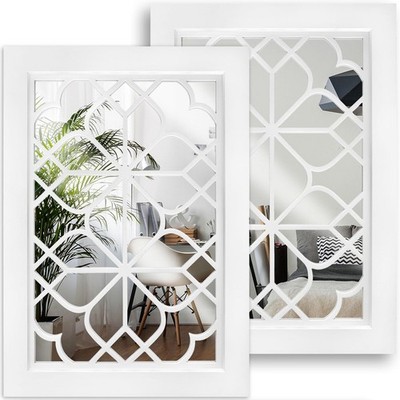 Set of 2 Rectangular Wall Mirror,Gorgeous Rustic Farmhouse Accent Mirror,Whit...
