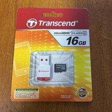Transcend 16GB Class 4 MicroSDHC Memory Card with MicroSDHC Card Reader NIP