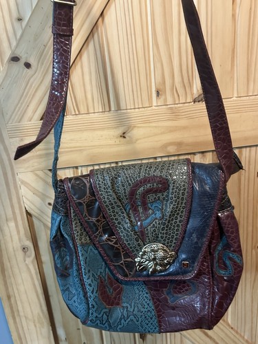 NAS BAG Multicolor Animal Print Shoulder Bag Magnetic Flap Zip Gold Pockets