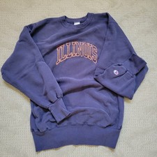 Vintage 90's Illinois UofI Champion Reverse Weave Crewneck Sweatshirt Large USA