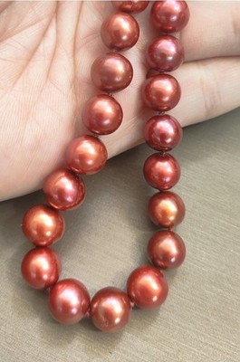 New AAAA 9-10MM SOUTH SEA NATURAL Red  PEARL NECKLACE 18 INCH 14K Gold