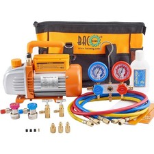 HVAC Vacuum Pump and Manifold Gauge Set 3.6CFM 1/4HP for R134a R12 R410a Air