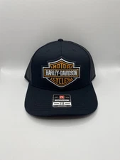 Harley Davidson Motorcycles Trucker Hat, Richardson 112 Snap-back style.  NWT!