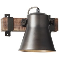 Brilliant Lampe, Decca Wandspot Schwarz Stahl, 1X A60, E27, 10W, Holz Aus Nachha
