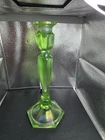 Vintage Tall Fenton Vaseline Glass Uranium Candlestick 10.5" Hexagonal Base