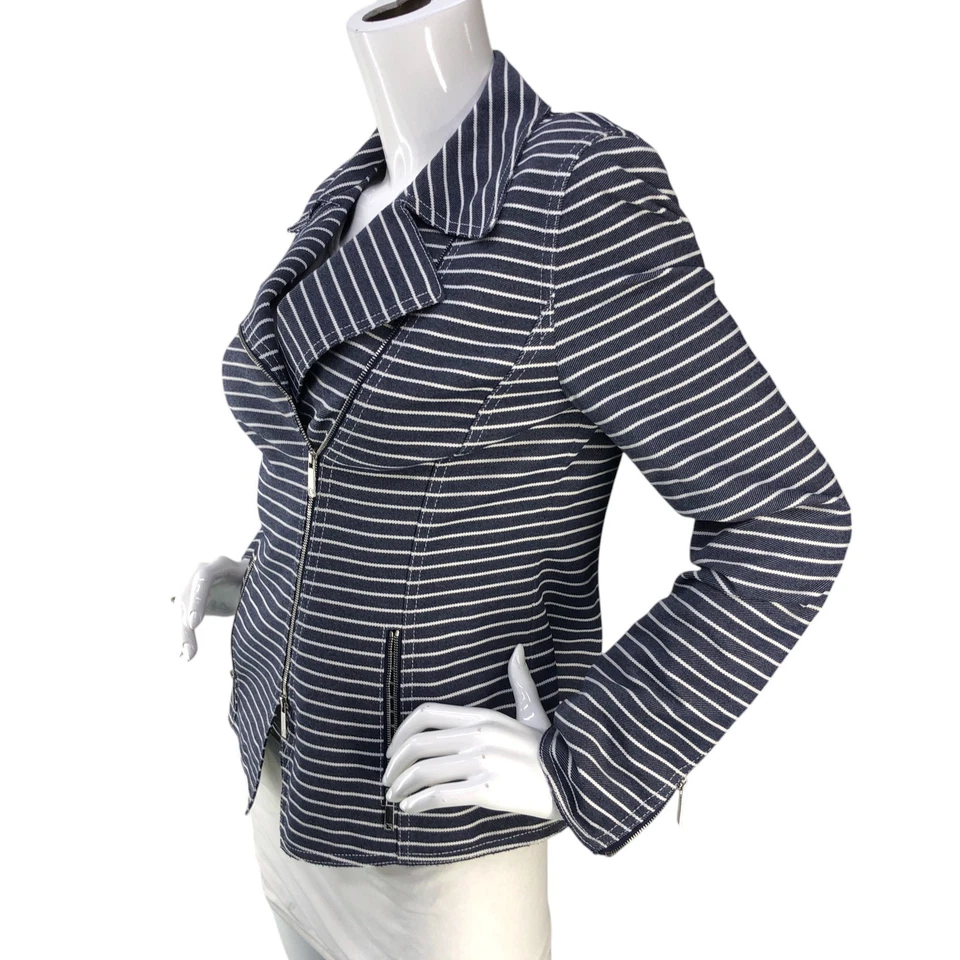 Chaqueta Lafayette 148 Mujer Talla 4 Julius Denim Rayas Sarga Moto Blazer Índigo Foto 4 de 4