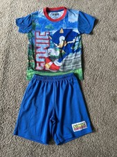 Sonic the Hedgehog Pajama Set Boys Size Small 6-7 Short Sleeves Shorts Sega