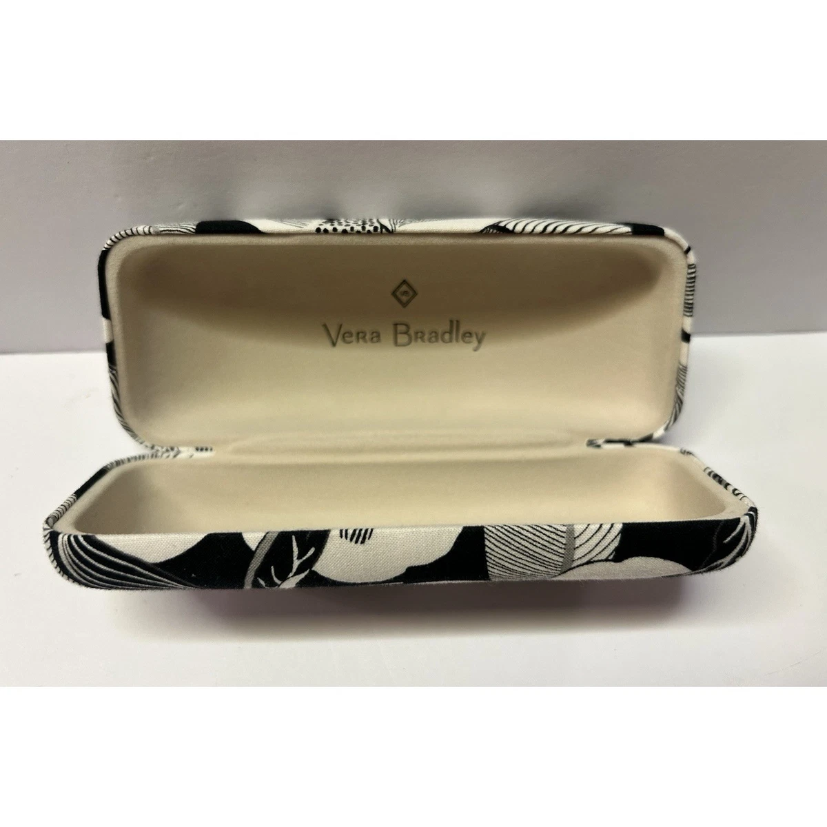 Clamshell Sunglasses Case in Folkloric Floral Vera Bradley Clamshell Readers Eyeglass Case, Black Bandana  main image 2