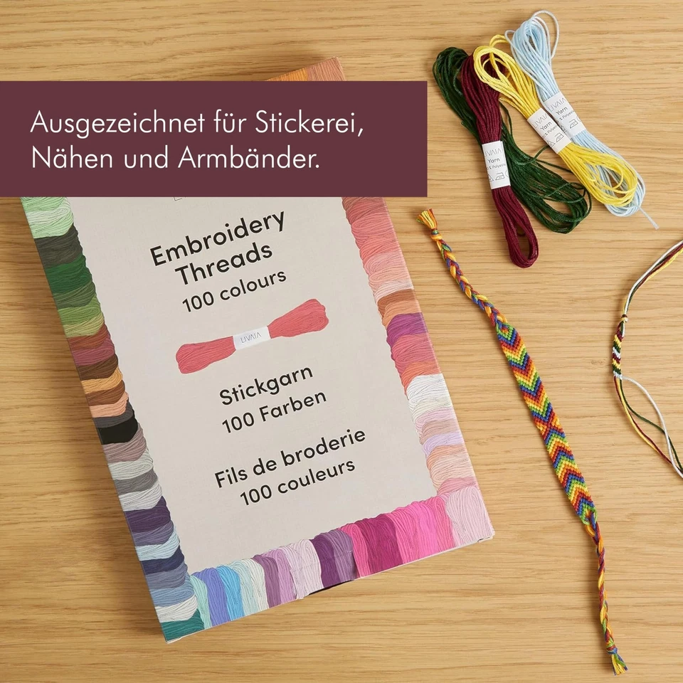 Stickgarn Set 100 Farben je 5 Meter Schönes Garn zum Sticken Knüpfen Flechten... - Bild 2 von 4