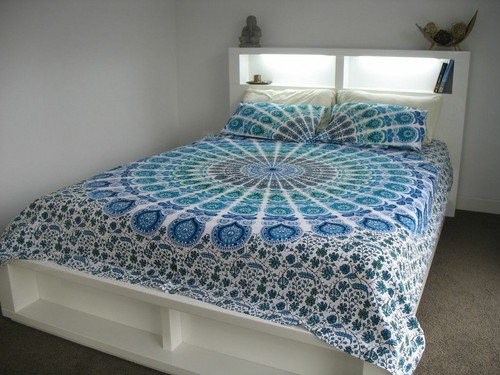 Indien Bedding Set Blue Ombre King Duvet Quilt Cover Mandala Hippie Gypsy Set - Picture 9 of 40