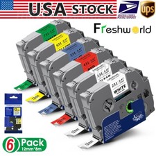 6PK Label Maker Tape 12mm Laminated for Brother P-Touch TZ-231 TZe-231 PT-D210