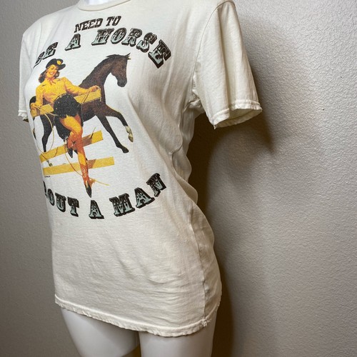 ALTERNATIVE Large Ivory Tee I Need To See A Horse About A Man w Horse Graphic - Picture 5 of 10