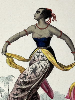 Engraving Xixth Woman Dancer Isle Of Java Trip around the World Jacques Arago