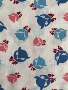 Vtg Full Open Feedsack Novelty Owls Bow Ties Flour Feed Sack