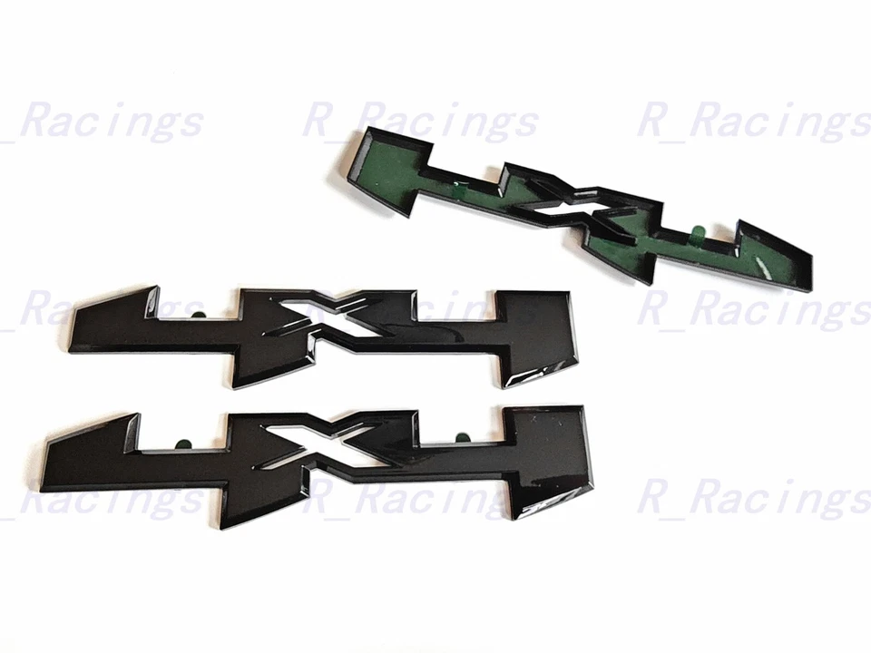 Overlay 2PCS Gloss black Side Bed 4x4 Emblem 2019-2024 Sierra 1500 2500HD 3500HD - Image 2 of 4